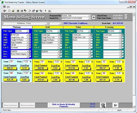 Menu Selling F&I Template