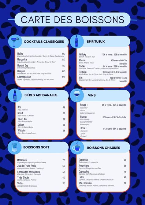 Menu et Boissons