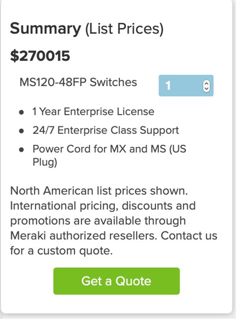 Meraki Price Calculator