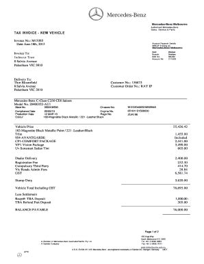 Mercedes Benz Invoice Template