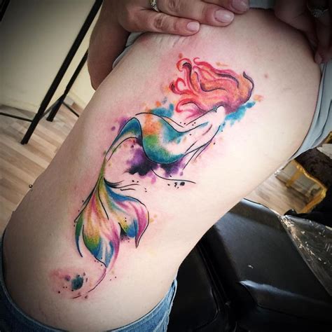 Water ocean mermaid watercolor tattoos girltattoos