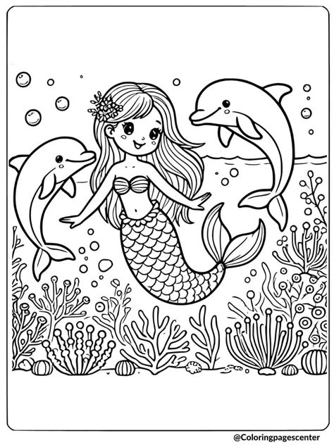 Mermaid And Dolphin Coloring Pages To Print