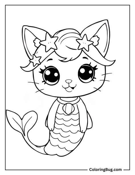 Mermaid Cat Coloring Pages