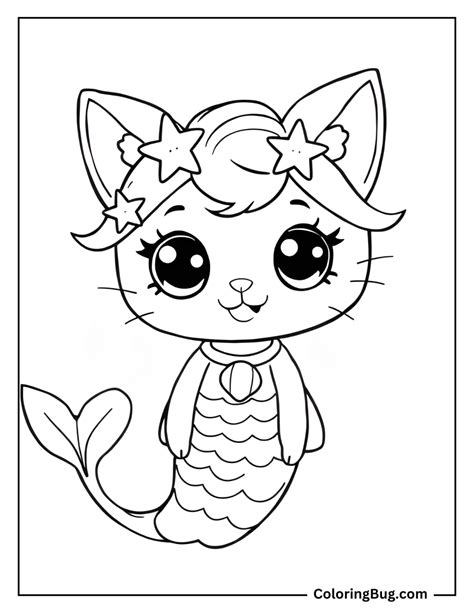 Mermaid Cats Coloring Pages