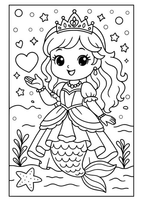 Mermaid Princess Coloring Pages