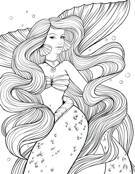 Mermaid Printable Coloring Sheet