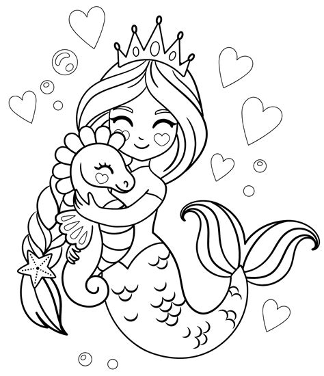 Mermaid Seahorse Coloring Pages