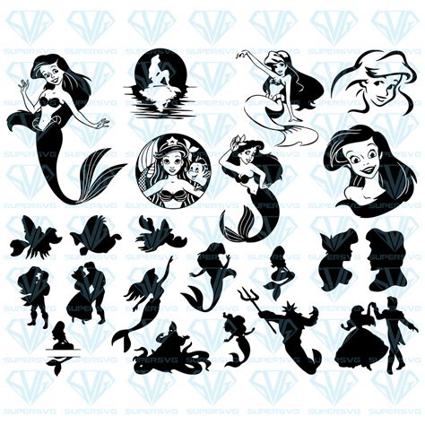 Download Mermaid Silhouette, Little Mermaid DXF Files