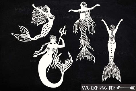Download Mermaids Silhouette Bundle Commercial Use DXF Files