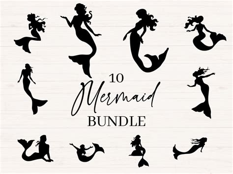 Download Mermaids Silhouette Bundle Commercial Use For Crafts