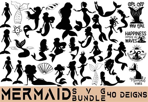Download Mermaids Silhouette Bundle Easy Edite