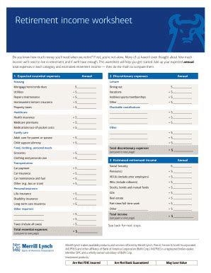 Merrill Lynch Budget Worksheet