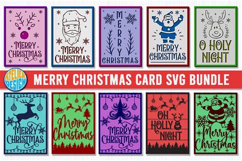Merry Christmas Card SVG Bundle Santa