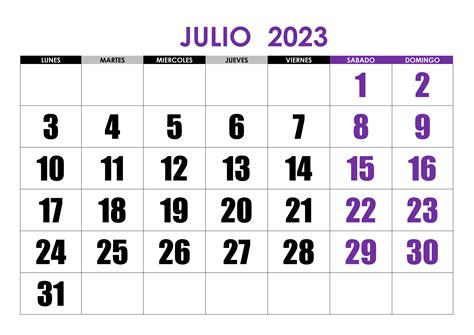 Mes De Julio 2023 Calendario julio 2023 en Word, Excel y PDF - Calendarpedia