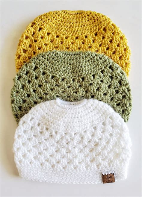 Messy Bun Beanie Free Crochet Pattern