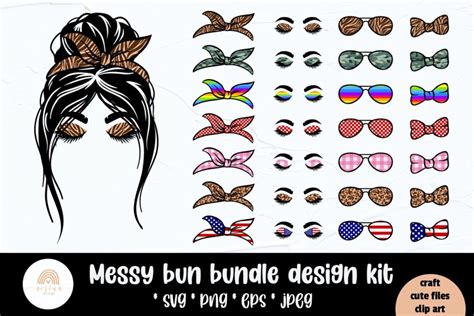 Download Messy Bun Kit Bundle Cut Files