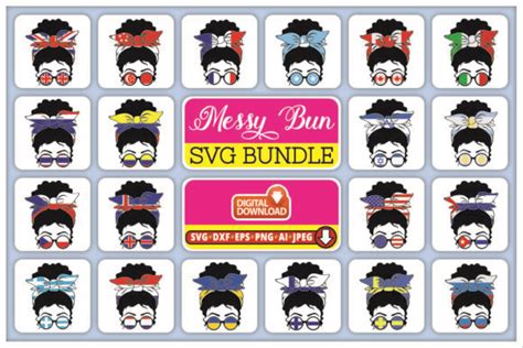 Download Messy Bun SVG Bundle Files DXF Files