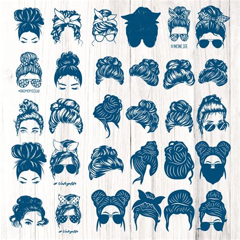 Download Messy Bun SVG Bundle Files For Crafts