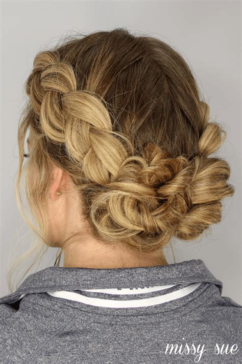 Messy Dutch Braid Bun Updo