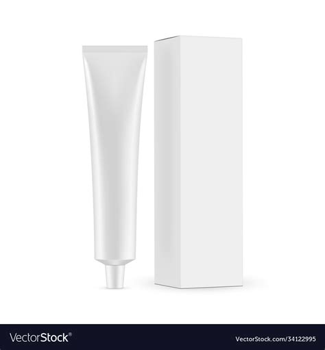 Metallic Cosmetic Tube with Box Mockup