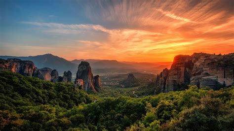 Meteora sunset view