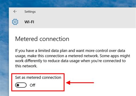 Setting Metered Connection