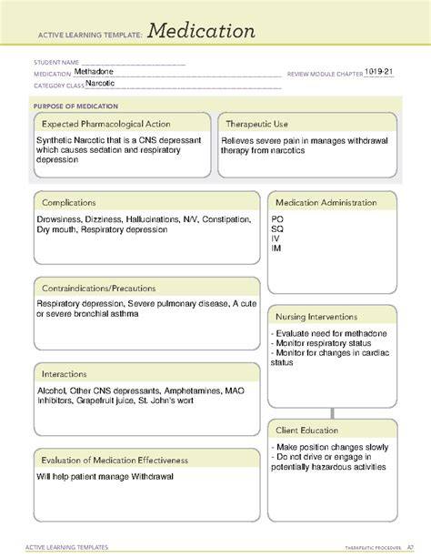 Methadone Ati Medication Template – Free Editable Template & Examples ...
