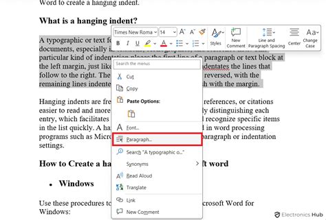 Method 1: Add Hanging Indent From the Format Menu