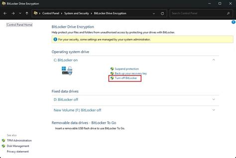Method 1: Disable BitLocker From the Control Panel