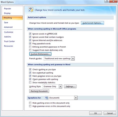 Method 1 – Enable Proofing in Word