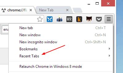 Method 2: Use the Recent Tabs Menu
