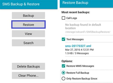 Method 2: Using SMS Backup &amp; Restore App