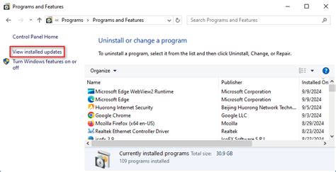 Method 2 – Installed Updates