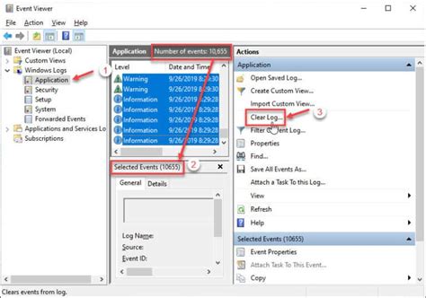 Method 3: Deleting log files with Event Viewer