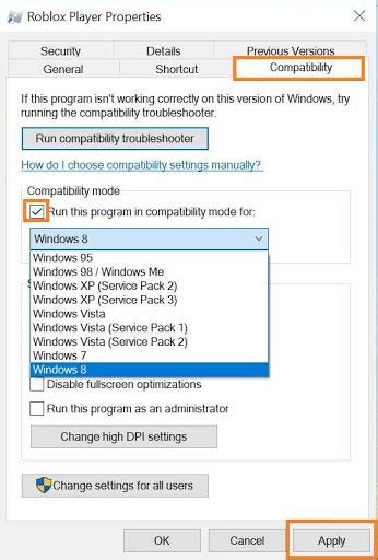 Method 3: Run Roblox in Compatibility mode (For Windows)