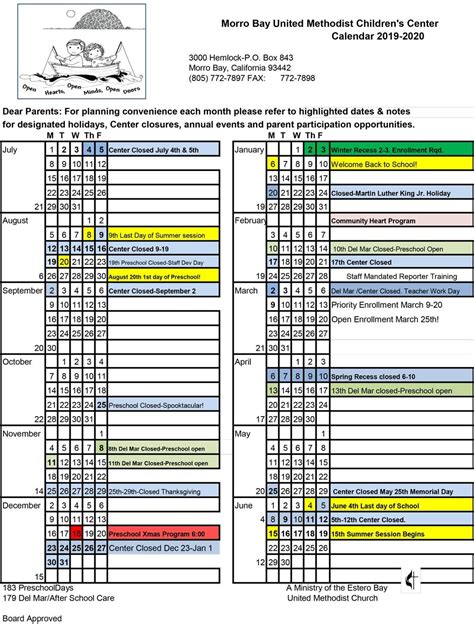 Methodist College Academic Calendar