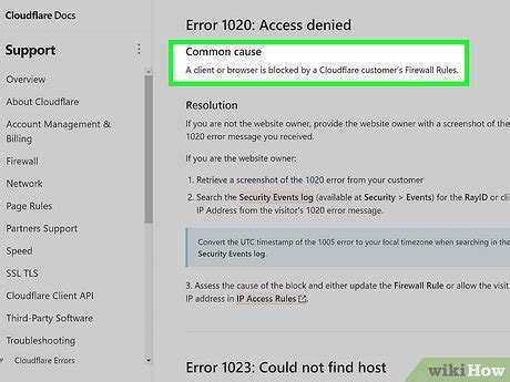 Methods to Fix Error 1020 Access Denied on a Website