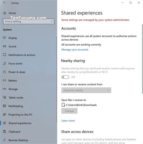 Methods to turn off Shared Experiences in Windows 10