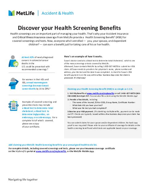 Metlife Health Screening Benefit