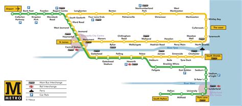 Tyne and Wear Metro Route Map Tyne and Wear England • mappery