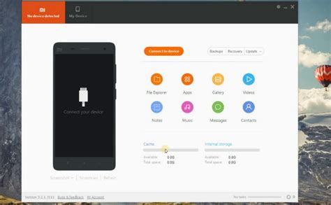 Tampilan antarmuka Mi PC Suite
