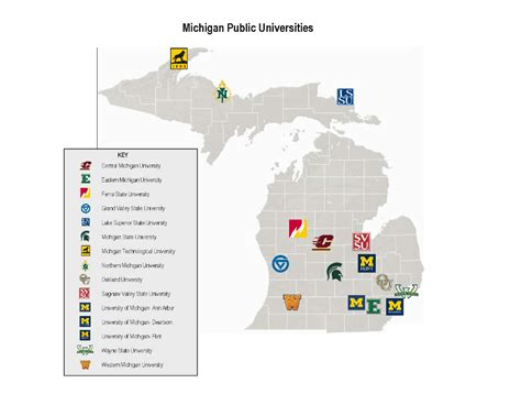 Map of Universities and Colleges in Michigan Colleges in michigan