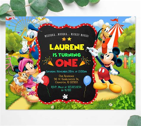 Mickey And Minnie Mouse Birthday Invitation Template