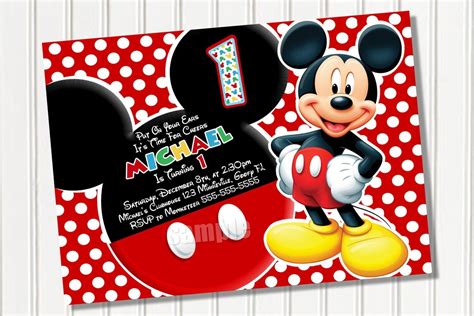 Mickey Mouse 1st Birthday Invitations Template Free