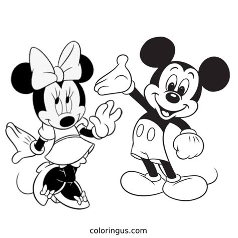 Mickey Mouse And Minnie Mouse Coloring Page
