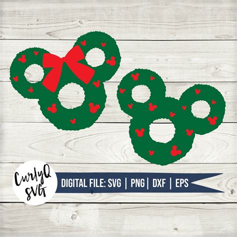 54+ Mickey Mouse Wreath SVG,Mickey christmas ears mouse icons wreath minnie disneyclips santa hat