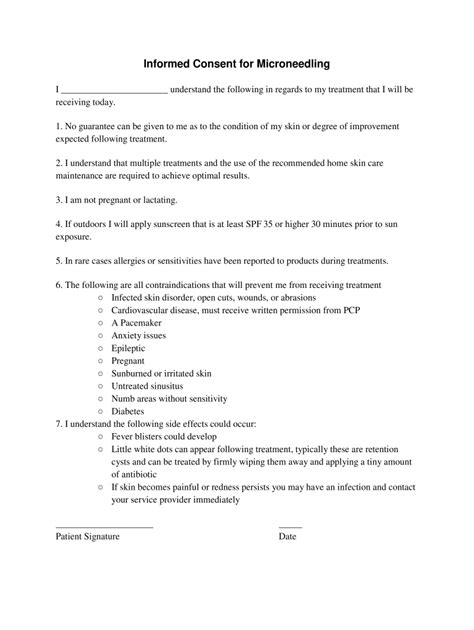Microneedling Consent Form Template Picture
