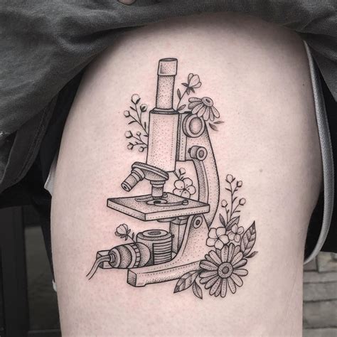 Microscope tattoo by Terry Grow Triple A in Lafayette