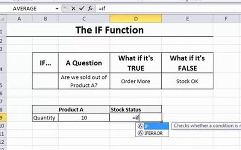 Microsoft Excel If Function
