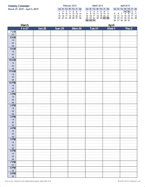 Microsoft Excel Weekly Schedule Template